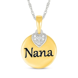 Diamond Heart "Nana" Necklace 1/20 ct tw Sterling Silver & 10K Yellow Gold 18"
