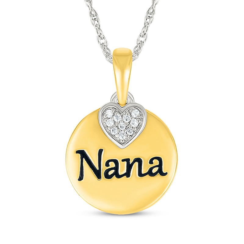 Main Image 1 of Diamond Heart "Nana" Necklace 1/20 ct tw Sterling Silver & 10K Yellow Gold 18"