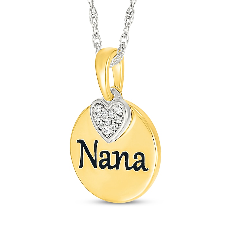 Main Image 2 of Diamond Heart "Nana" Necklace 1/20 ct tw Sterling Silver & 10K Yellow Gold 18"