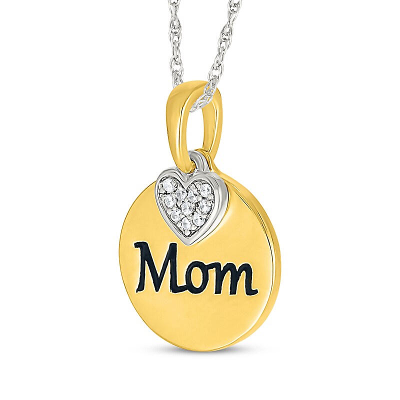 Main Image 2 of Diamond Heart &quot;Mom&quot; Necklace 1/20 ct tw Sterling Silver & 10K Yellow Gold 18&quot;