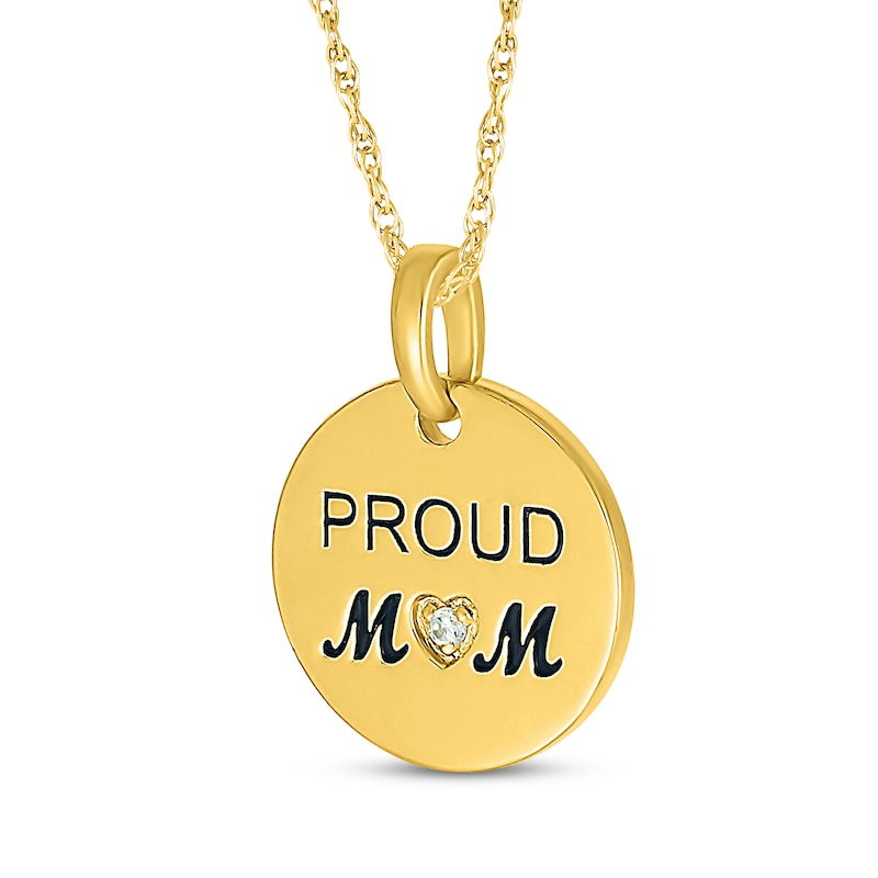 Main Image 2 of &quot;Proud Mom&quot; Diamond Accent Disc Necklace 10K Yellow Gold 18&quot;