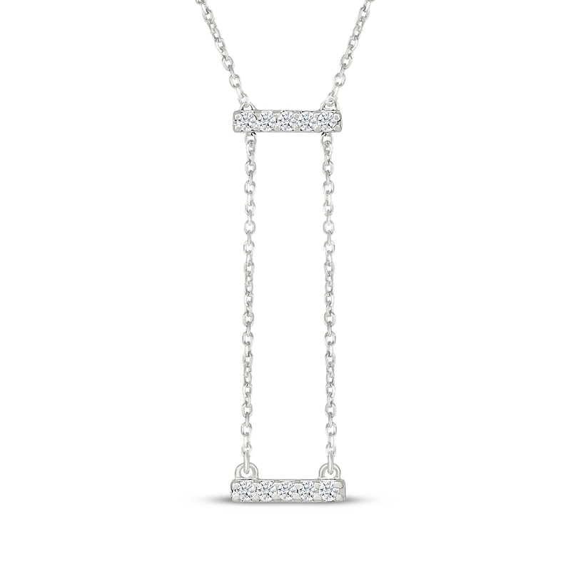 Main Image 1 of Diamond Double Bar & Chain Necklace 1/10 ct tw Sterling Silver 18&quot;