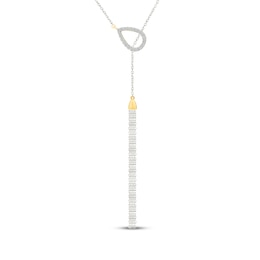 Diamond Tassel Lariat Necklace 1/10 ct tw Sterling Silver & 10K Yellow Gold 18"