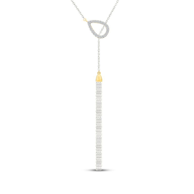 Main Image 1 of Diamond Tassel Lariat Necklace 1/10 ct tw Sterling Silver & 10K Yellow Gold 18&quot;