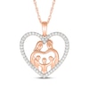 Thumbnail Image 1 of Diamond Heart Family of Five Necklace 1/5 ct tw 10K Rose Gold 18&quot;