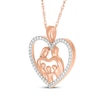 Thumbnail Image 2 of Diamond Heart Family of Five Necklace 1/5 ct tw 10K Rose Gold 18&quot;