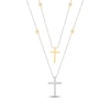 Thumbnail Image 1 of Diamond Double Layer Cross Necklace 1/6 ct tw Sterling Silver & 10K Yellow Gold 18&quot;