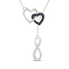 Thumbnail Image 1 of Black & White Diamond Hearts & Infinity Lariat Necklace 1/10 ct tw Sterling Silver 18&quot;