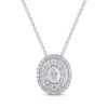 Thumbnail Image 1 of Oval-Cut Diamond Double Halo Necklace 1/2 ct tw 10K White Gold 18&quot;