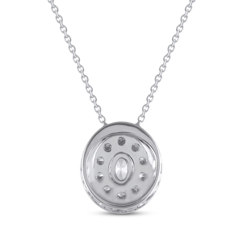 Main Image 3 of Oval-Cut Diamond Double Halo Necklace 1/2 ct tw 10K White Gold 18&quot;