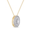 Thumbnail Image 2 of Oval-Cut Diamond Double Halo Necklace 1/2 ct tw 10K Yellow Gold 18"
