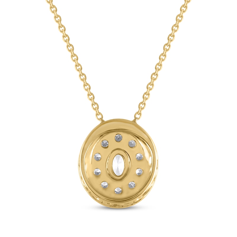Main Image 3 of Oval-Cut Diamond Double Halo Necklace 1/2 ct tw 10K Yellow Gold 18"