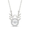 Thumbnail Image 1 of Diamond Reindeer Antler Halo Necklace 1/10 ct tw Sterling Silver