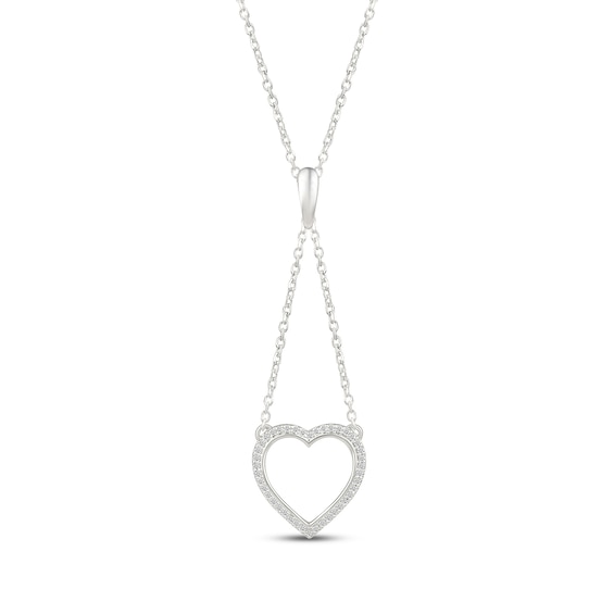 Diamond Heart Dangle Necklace 1/8 ct tw Sterling Silver 18"