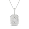 Thumbnail Image 1 of Multi-Diamond Octagon Halo Necklace 1/4 ct tw Sterling Silver 18&quot;