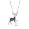Thumbnail Image 1 of Black Diamond Reindeer Necklace 1/15 ct tw Sterling Silver 18"