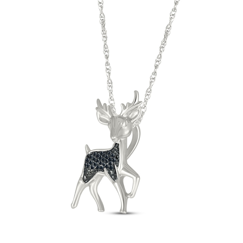 Main Image 2 of Black Diamond Reindeer Necklace 1/15 ct tw Sterling Silver 18"