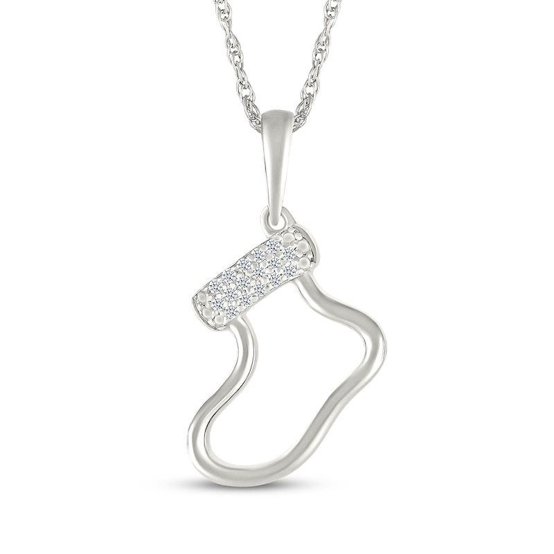 Main Image 1 of Diamond Accent Tilted Stocking Necklace Sterling Silver 18&quot;