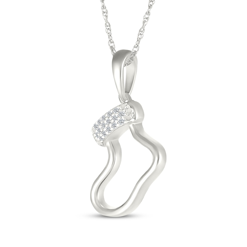 Main Image 2 of Diamond Accent Tilted Stocking Necklace Sterling Silver 18&quot;
