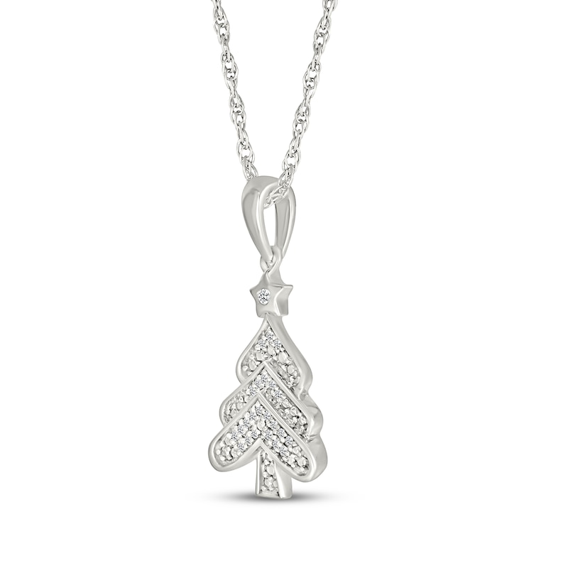 Main Image 2 of Diamond Christmas Tree Necklace 1/20 ct tw Sterling Silver 18&quot;