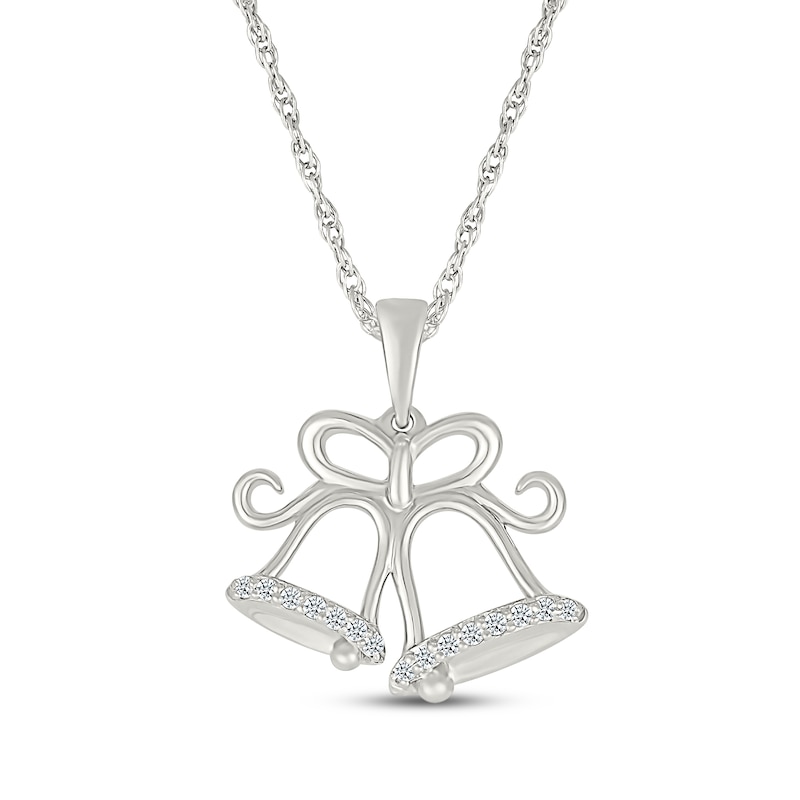 Main Image 1 of Diamond Christmas Bells Necklace 1/15 ct tw Sterling Silver 18&quot;