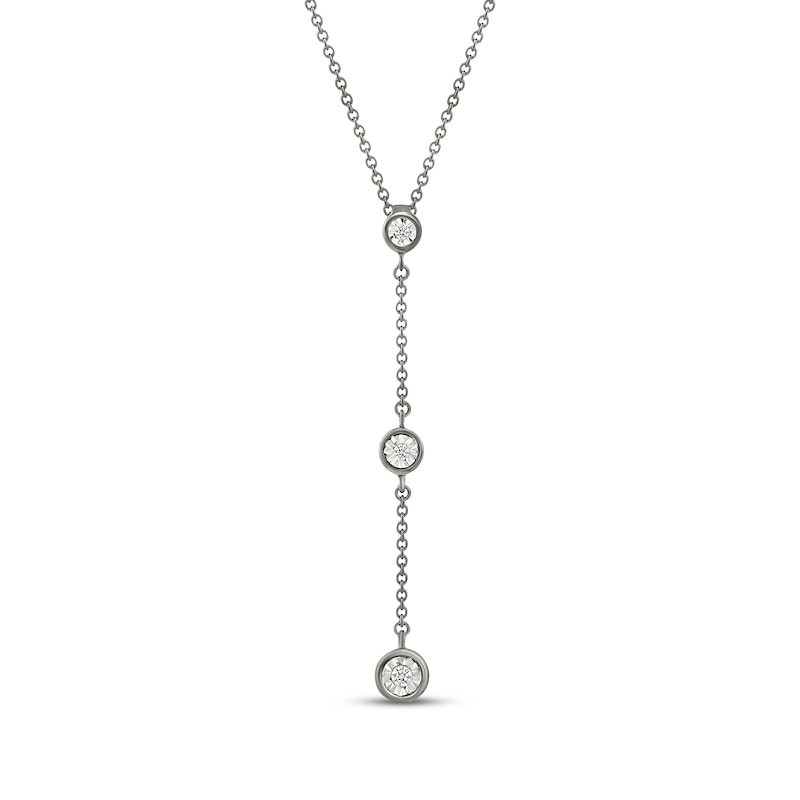 Main Image 1 of Diamond Station Y-Drop Necklace 1/20 ct tw Sterling Silver
