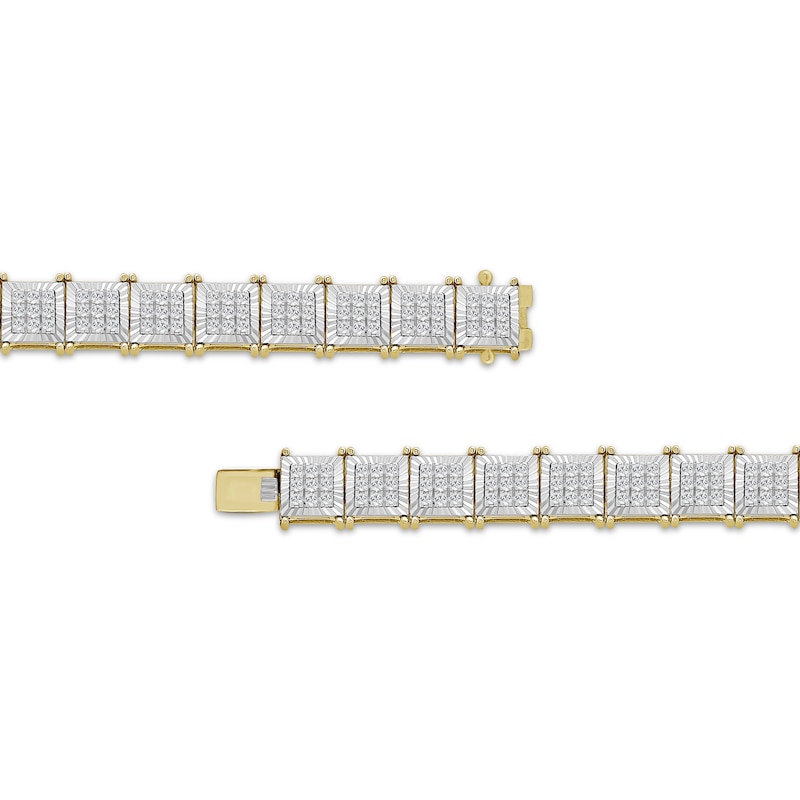 Main Image 2 of Men's Multi-Diamond Square Link Necklace 4 ct tw 10K Yellow Gold 20&quot;