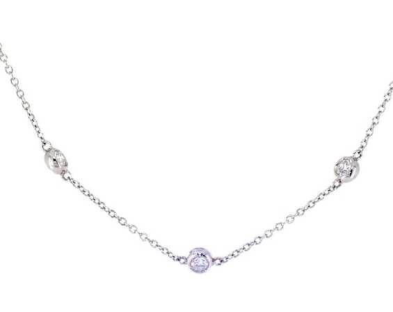 KAY Lab-Grown Diamonds Bezel-Set Station Necklace 1 ct tw 14K White Gold 19"