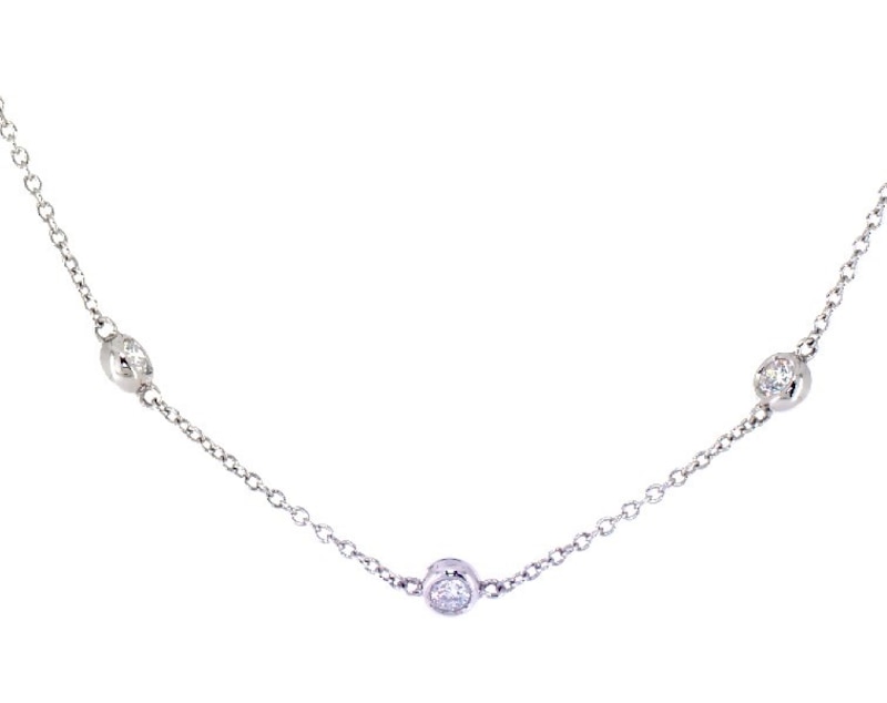Main Image 1 of KAY Lab-Grown Diamonds Bezel-Set Station Necklace 1 ct tw 14K White Gold 19&quot;