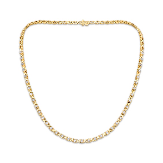 Diamond "XO" Riviera Necklace 1/2 ct tw 10K Yellow Gold 18"
