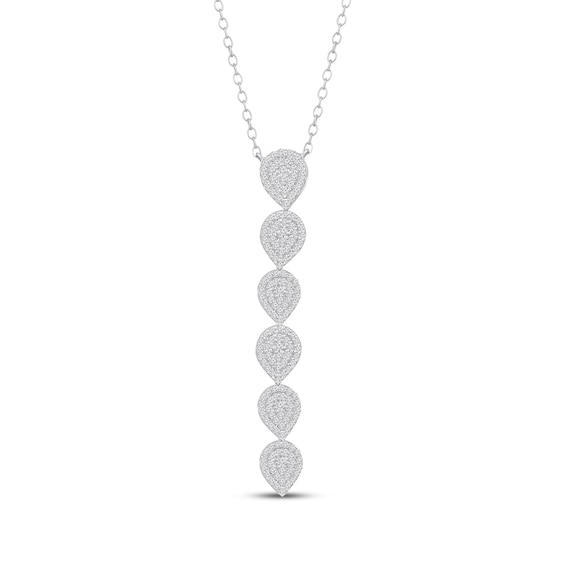 Multi-Diamond Pear-Shaped Drop Necklace 5/8 ct tw 10K White Gold 18"