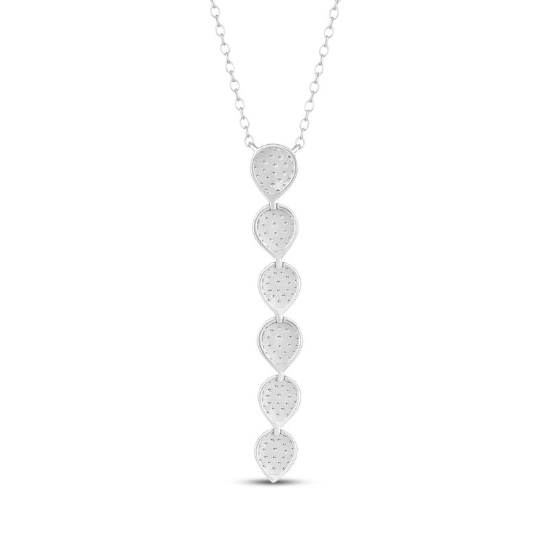 Main Image 3 of Multi-Diamond Pear-Shaped Drop Necklace 5/8 ct tw 10K White Gold 18"