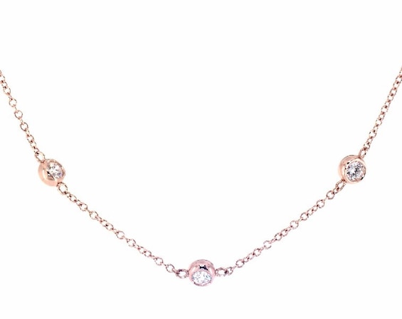 KAY Lab-Grown Diamonds Bezel-Set Station Necklace 1 ct tw 14K Rose Gold 19"