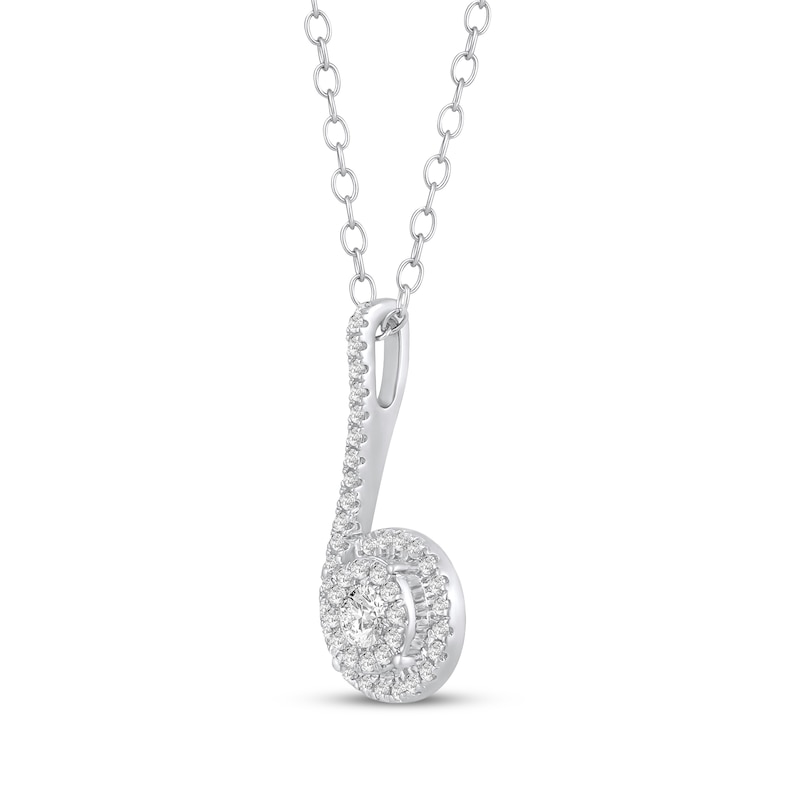 Main Image 2 of Multi-Diamond Swirl Drop Necklace 1/3 ct tw 10K White Gold 18"
