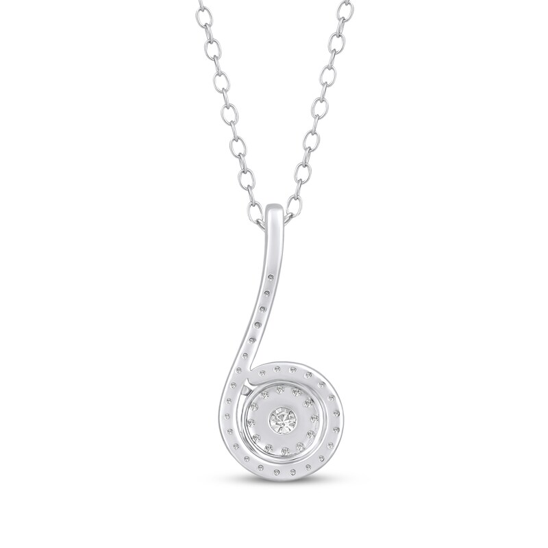 Main Image 3 of Multi-Diamond Swirl Drop Necklace 1/3 ct tw 10K White Gold 18"