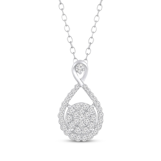 Multi-Diamond Infinity Necklace 1/2 ct tw 10K White Gold 18"