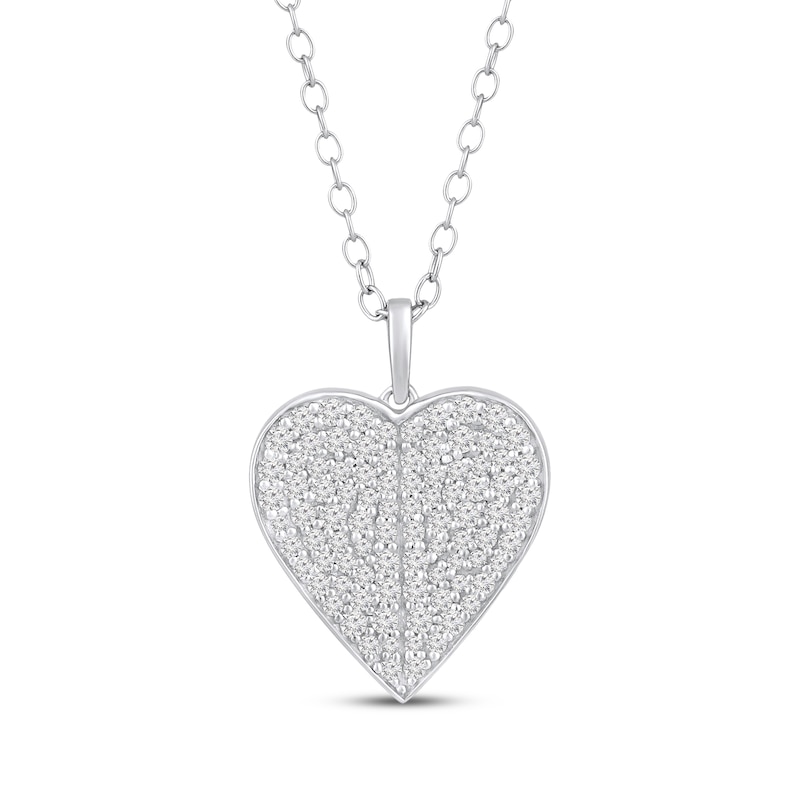 Main Image 1 of Diamond Heart-Shaped Concave Necklace 1/2 ct tw 10K White Gold 18&quot;