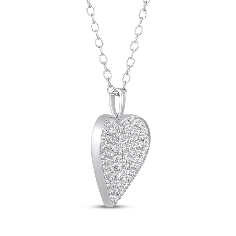 Main Image 2 of Diamond Heart-Shaped Concave Necklace 1/2 ct tw 10K White Gold 18&quot;