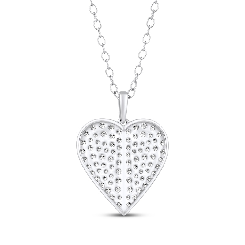Main Image 3 of Diamond Heart-Shaped Concave Necklace 1/2 ct tw 10K White Gold 18&quot;