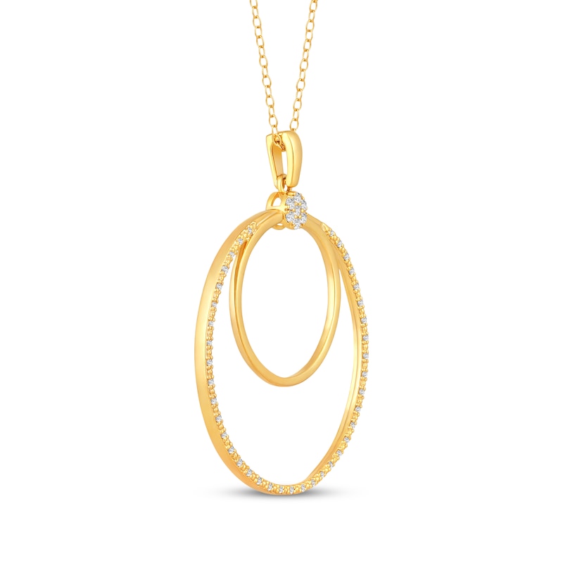 Main Image 2 of Diamond Double Circle Doorknocker Necklace 1/4 ct tw 10K Yellow Gold 18&quot;