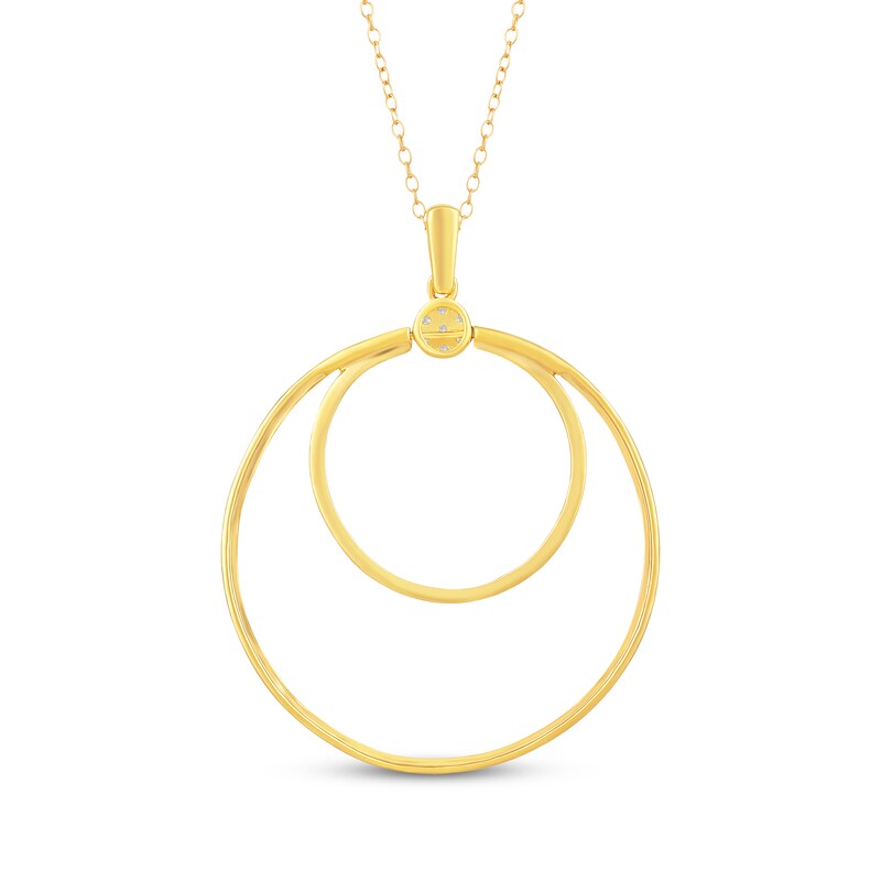 Main Image 3 of Diamond Double Circle Doorknocker Necklace 1/4 ct tw 10K Yellow Gold 18&quot;