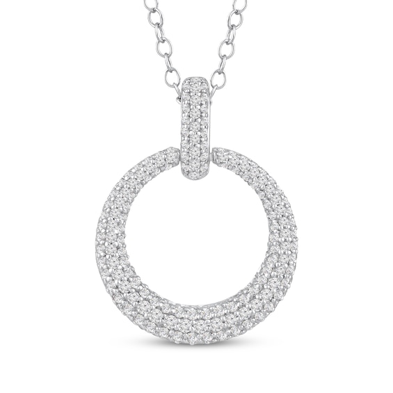 Diamond Doorknocker Necklace 3/4 ct tw 10K White Gold 18"