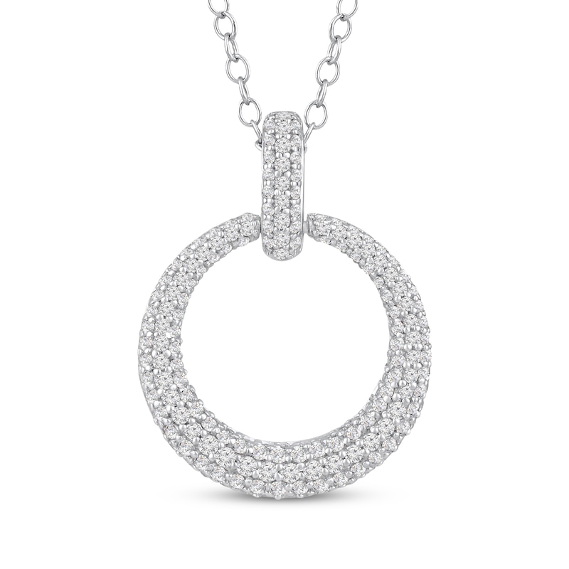Main Image 1 of Diamond Doorknocker Necklace 3/4 ct tw 10K White Gold 18&quot;