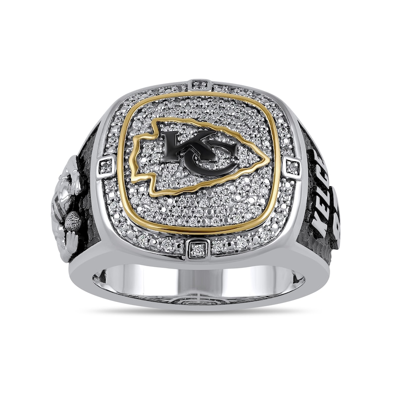 Main Image 3 of True Fans Player's Association Sterling Silver & 10K Yellow Gold Ring showcasing Travis Kelce of the Kansas City Chiefs