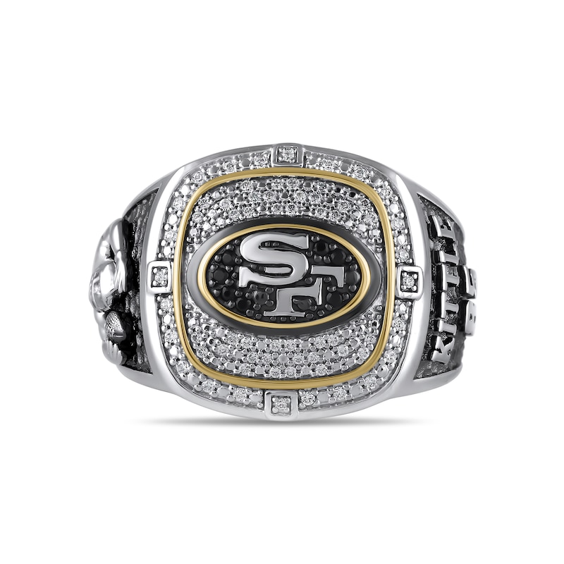 Main Image 1 of True Fans Player's Association Sterling Silver & 10K Yellow Gold Ring showcasing George Kittle of the San Francisco 49ers