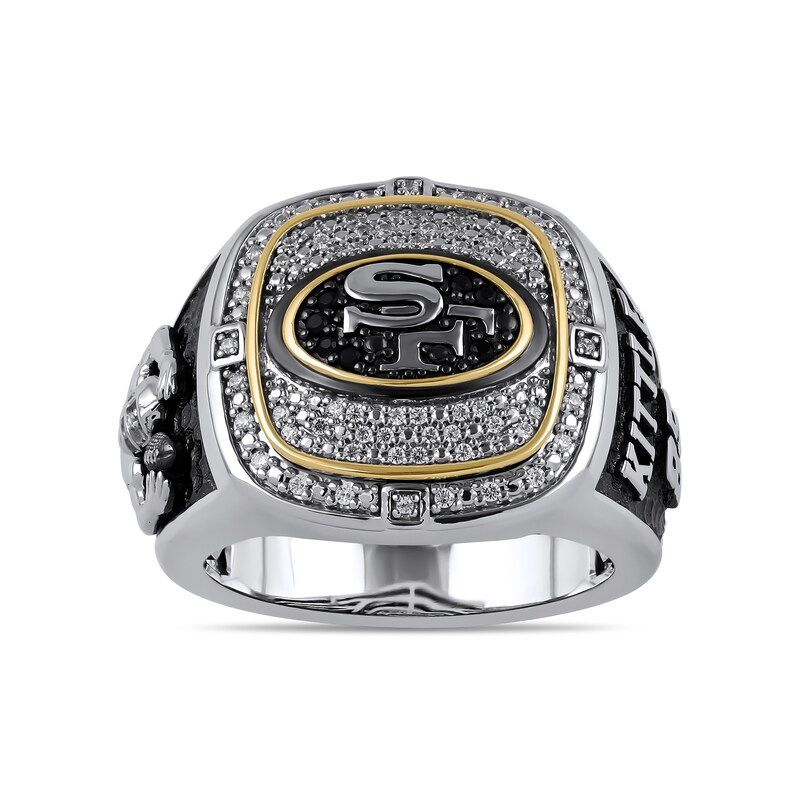 Main Image 3 of True Fans Player's Association Sterling Silver & 10K Yellow Gold Ring showcasing George Kittle of the San Francisco 49ers
