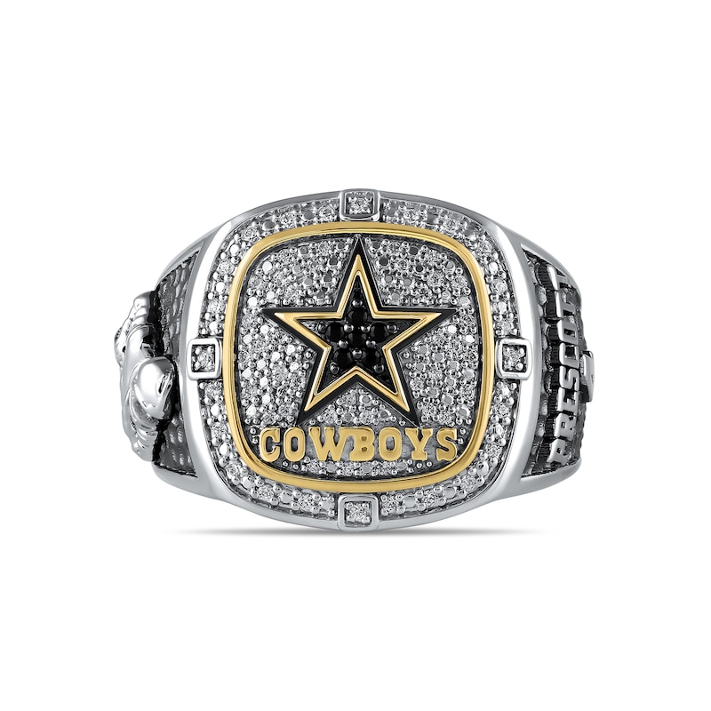 Main Image 1 of True Fans Player's Association Sterling Silver & 10K Yellow Gold Ring showcasing Dak Prescott of the Dallas Cowboys