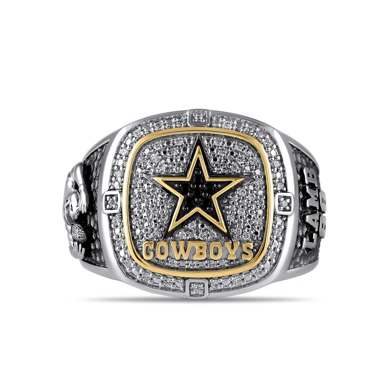 Main Image 1 of True Fans Player's Association Sterling Silver & 10K Yellow Gold Ring showcasing CeeDee Lamb of the Dallas Cowboys