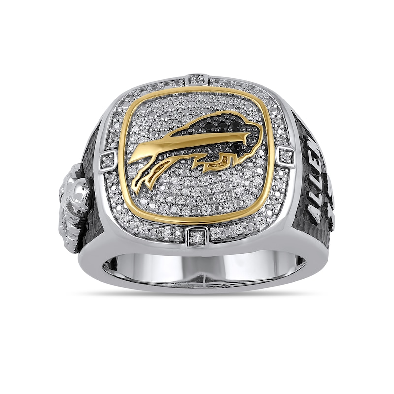 Main Image 3 of True Fans Player's Association Sterling Silver & 10K Yellow Gold Ring showcasing Josh Allen of the Buffalo Bills