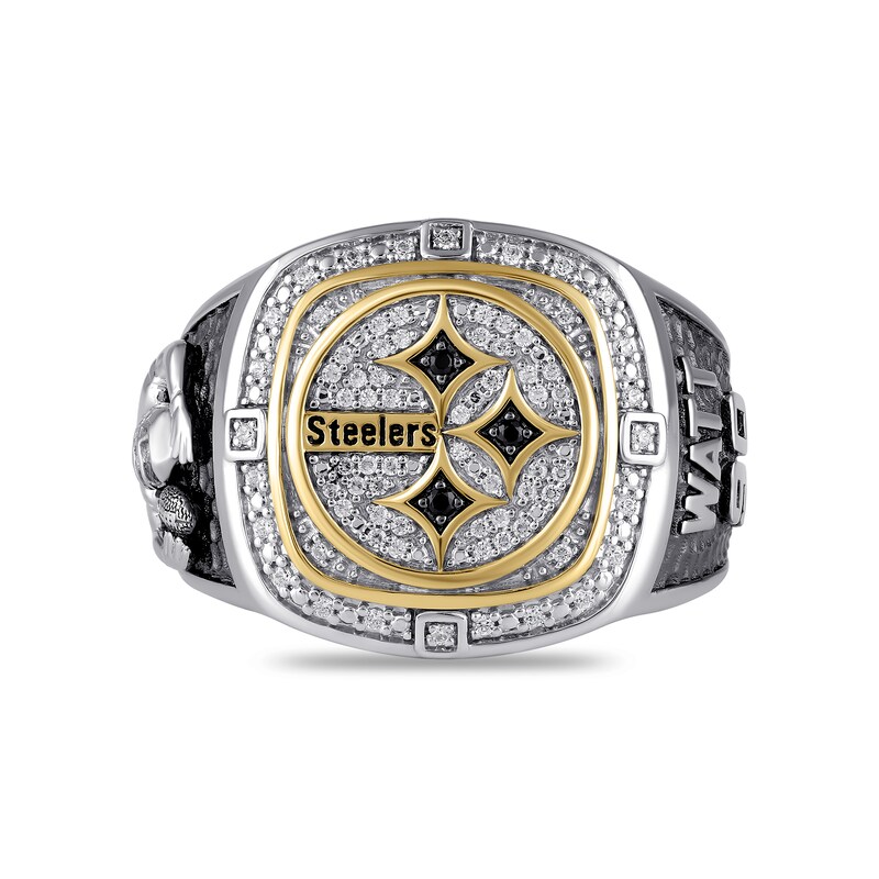 Main Image 1 of True Fans Player's Association Sterling Silver & 10K Yellow Gold Ring showcasing T.J. Watt of the Pittsburgh Steelers
